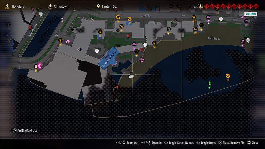 A map showing where to find the Substory 36 Relics From The Past
